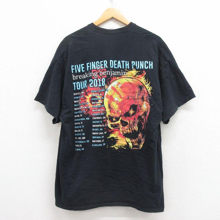ファイブフィンガーデスパンチ バンド XL メンズ ブラック古着 半袖 Tシャツ 古着通販 XL☆古着 半袖 ロック バンド Tシャツ メンズ ファイブ