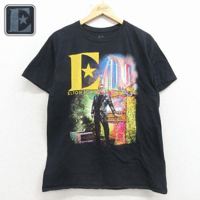 L/古着 半袖 ロック バンド Tシャツ メンズ エルトンジョン コットン 