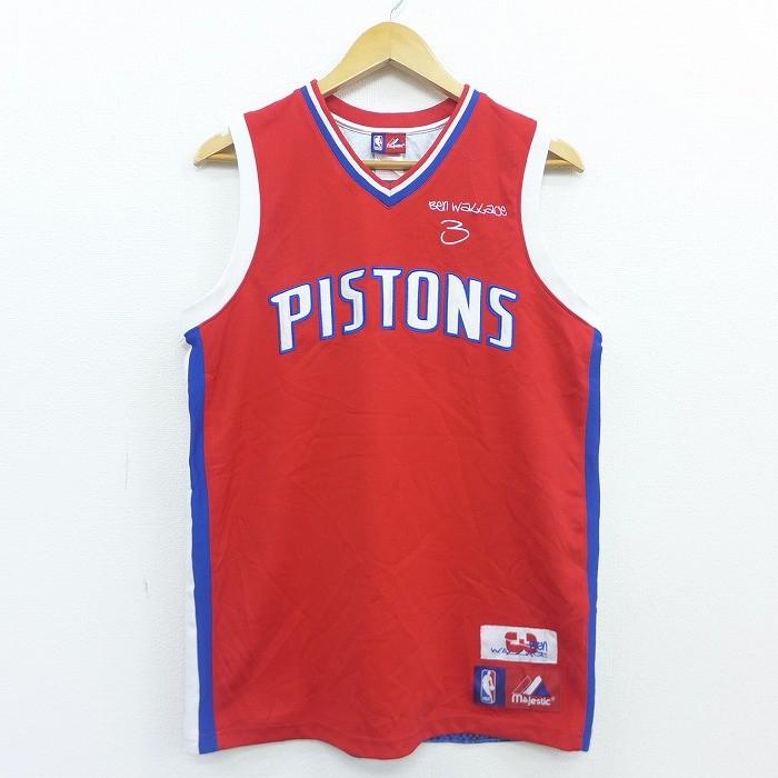 L/古着 ノースリーブ Tシャツ マジェスティック NBA デトロイト L/古着 ノースリーブ Tシャツ マジェスティック NBA デトロイト