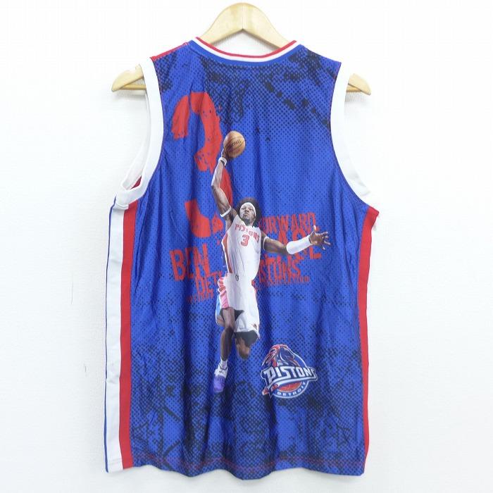 L/古着 ノースリーブ Tシャツ マジェスティック NBA デトロイト L/古着 ノースリーブ Tシャツ マジェスティック NBA デトロイト