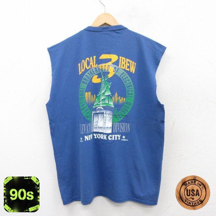 50%OFF】XL/古着 ノースリーブ ビンテージ Tシャツ メンズ 90s 自由の 