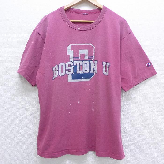 Xl 古着 半袖 ビンテージ Tシャツ 90s チャンピオン Champion ボストン 大きいサイズ クルーネック ピンク jun25 中古 メンズ Tsv 古着屋rushout 通販 Yahoo ショッピング