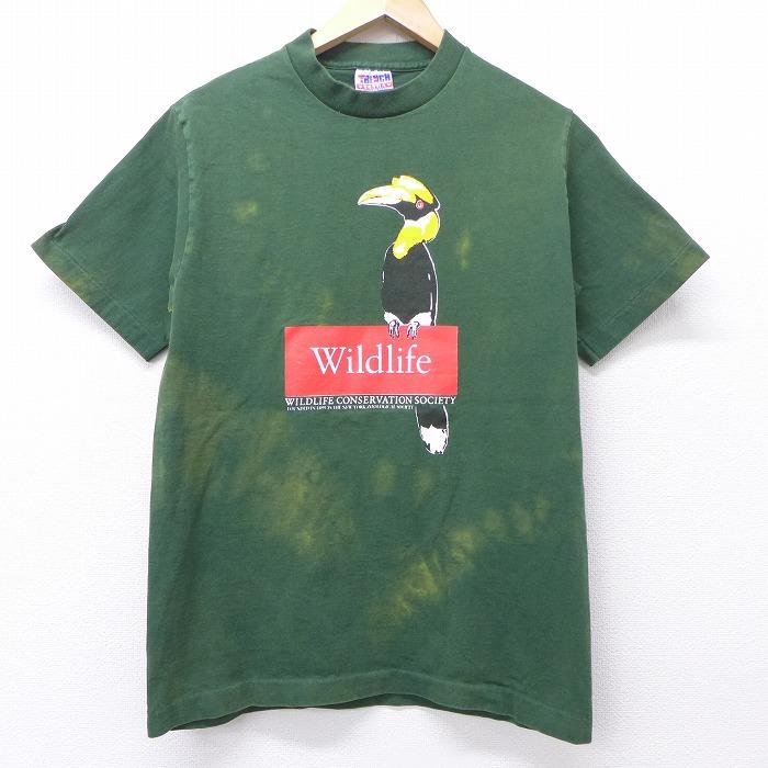 M 古着 半袖 ビンテージ Tシャツ 90s 鳥 コットン クルーネック 緑 グリーン ブリーチ加工 jul09 中古 メンズ Tsv 古着屋rushout 通販 Yahoo ショッピング
