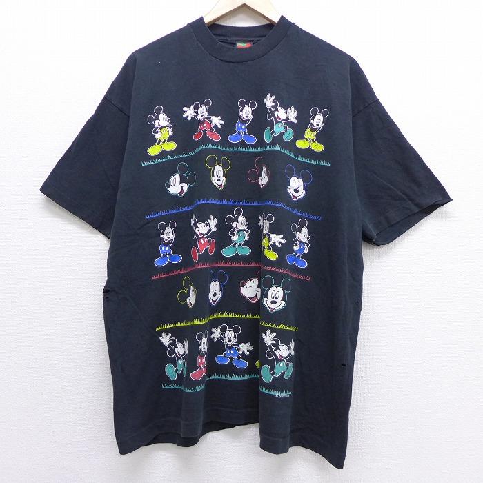 Xl 古着 半袖 ビンテージ Tシャツ 90s ディズニー Disney ミッキー Mickey Mouse 大きいサイズ コットン クルーネック 黒 ブラック jul10 中古 メンズ Tsv0565 古着屋rushout 通販 Yahoo ショッピング