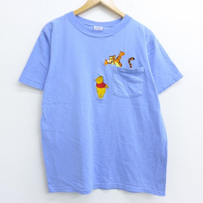 L 古着 半袖 ビンテージ Tシャツ 00s ディズニー Disney くまのプーさん ティガー 刺繍 胸ポケット付き コットン クルーネック 薄紺 ネイビー jul23 中古 メン Tsv 古着屋rushout 通販 Yahoo ショッピング