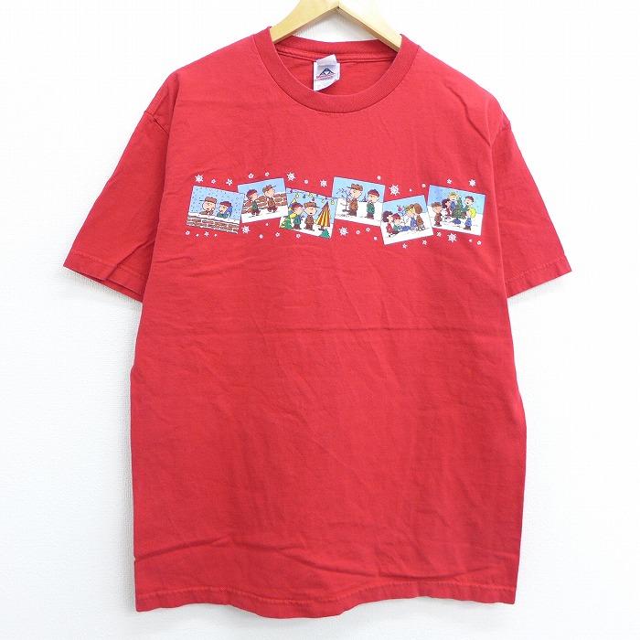 L 古着 半袖 ビンテージ Tシャツ 00s ピーナッツ スヌーピー Snoopy チャーリーブラウン 雪 コットン クルーネック 赤 レッド aug04 中古 メンズ Tsv0643 古着屋rushout 通販 Yahoo ショッピング