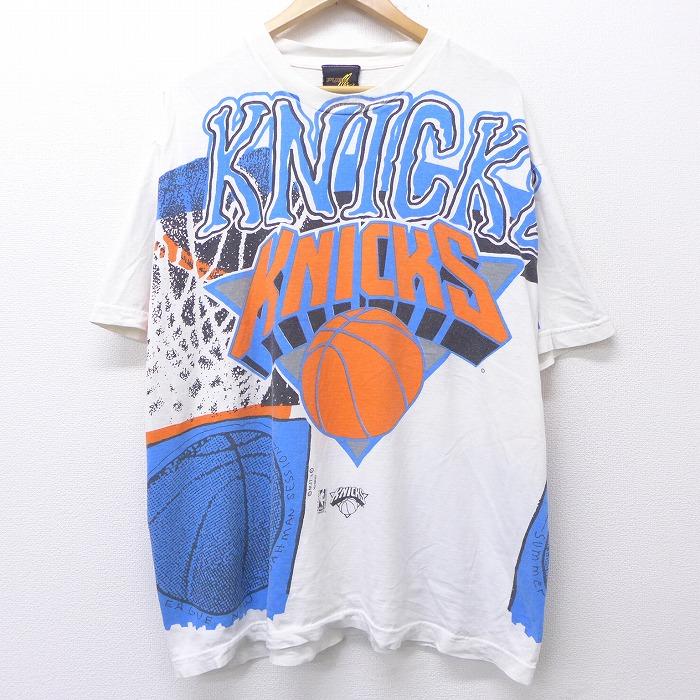 XL/古着 半袖 ビンテージ Tシャツ 90s NBA ニューヨークニックス 全面
