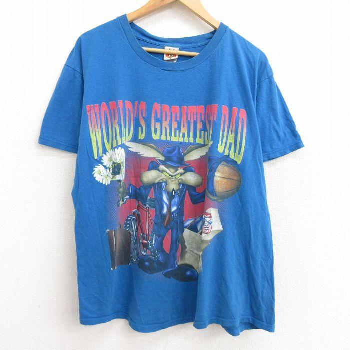 Xl 古着 半袖 ビンテージ Tシャツ メンズ 90s ルーニーテューンズ Looney Tunes ワイリーコヨーテ コットン クルーネック 水色系 21aug02 中古 Tsv 古着屋rushout 通販 Yahoo ショッピング