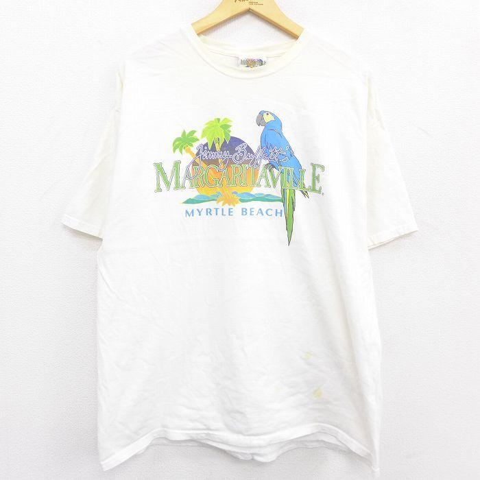 Xl 古着 半袖 ビンテージ Tシャツ メンズ 90s ジミーバフェット Margaritaville 鳥 ヤシの木 マートル
