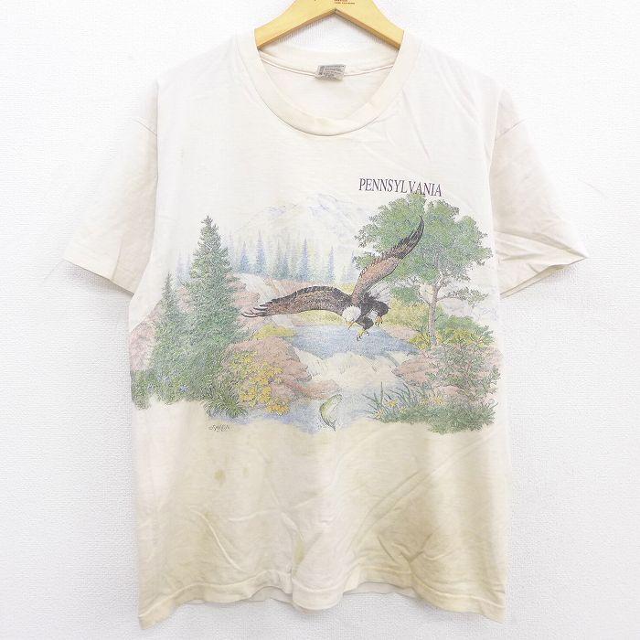 L/古着 半袖 ビンテージ Tシャツ メンズ 90s ペンシルベニア 鳥 山 