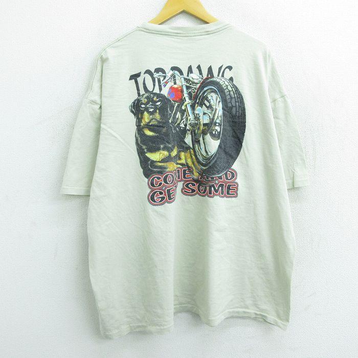 XL/古着 半袖 ビンテージ Tシャツ メンズ 90s 犬 バイク TOPDAWG