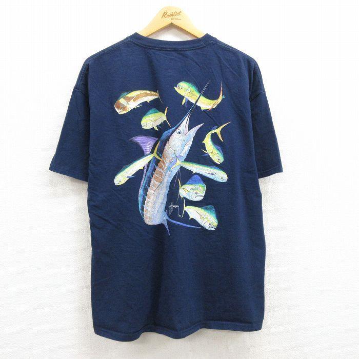 XL/古着 半袖 ビンテージ Tシャツ メンズ 00s 魚 カジキマグロ 胸  