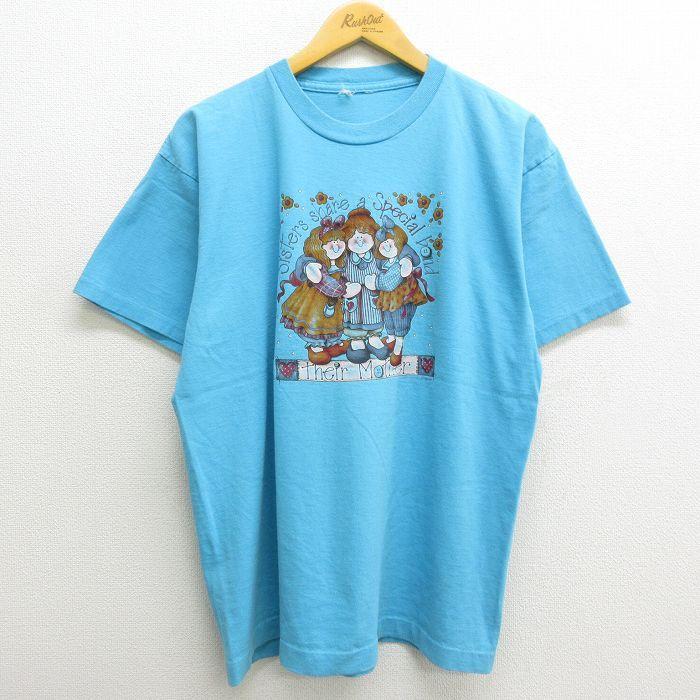 L/古着 半袖 ビンテージ Tシャツ メンズ 90s sisters 女の子 花 ハート