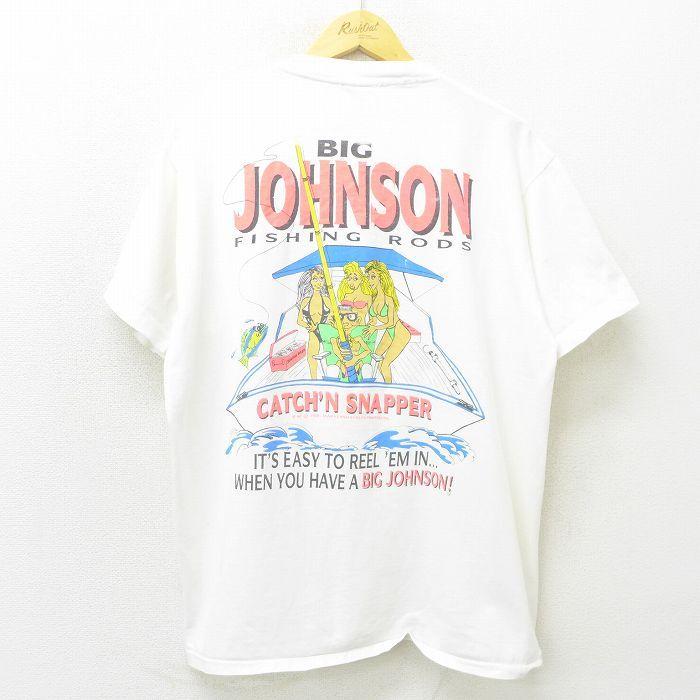 XL/古着 半袖 ビンテージ Tシャツ メンズ 90s BIG JOHNSON 女性 釣り 