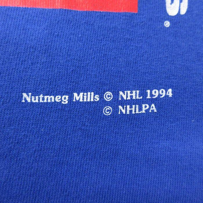 L/古着 半袖 ビンテージ Tシャツ メンズ 90s NHL ニューヨークレンジャーズ コットン クルーネック 青 ブルー アイスホッケー 23mar03｜furugiyarushout｜05