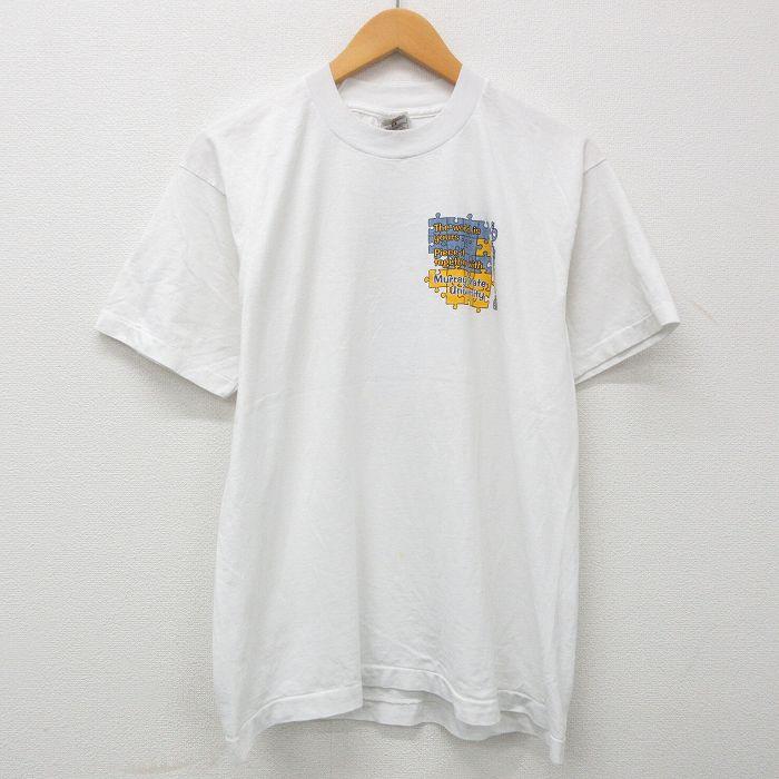 L/古着 半袖 ビンテージ Tシャツ メンズ 00s マリー 大学 パズル クルーネック 白 ホワイト 23mar16 中古｜furugiyarushout｜02