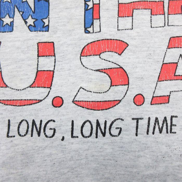 L/古着 半袖 ビンテージ Tシャツ メンズ 90s BORN IN THE USA 星条旗 クルーネック 薄グレー 霜降り 23may06 中古｜furugiyarushout｜05