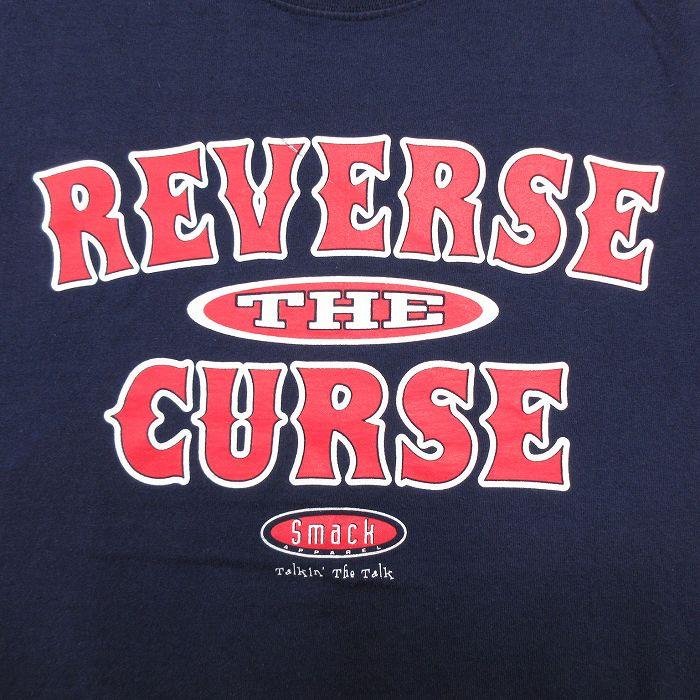 L/古着 半袖 ビンテージ Tシャツ メンズ 00s REVERSE ベーブルース コットン クルーネック 紺 ネイビー 23may23 中古｜furugiyarushout｜03