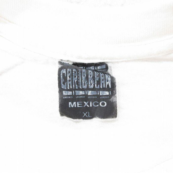 XL/古着 半袖 ビンテージ Tシャツ メンズ 00s コスメル メキシコ 花 ハイビスカス 大きいサイズ コットン クルーネック 白 ホワイト 23｜furugiyarushout｜03
