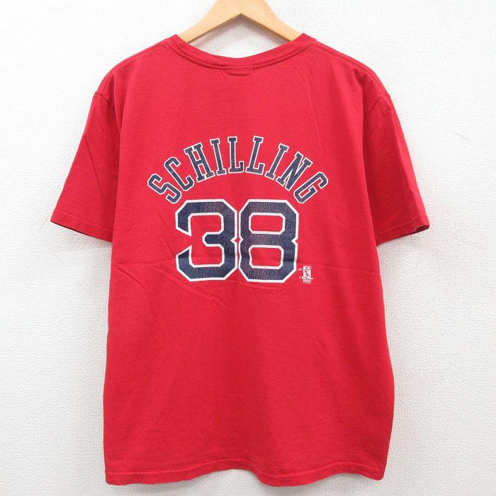 XL/古着 半袖 ビンテージ Tシャツ メンズ 00s MLB ボストンレッドソックス カートシリング コットン クルーネック 赤 レッド メジャー｜furugiyarushout｜02