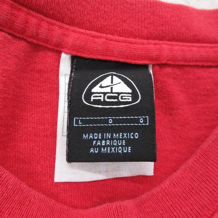 XL/古着 ナイキ NIKE 半袖 ビンテージ Tシャツ メンズ 00s ワンポイントロゴ ACG 大きいサイズ コットン クルーネック 赤 レッド 23jun｜furugiyarushout｜03