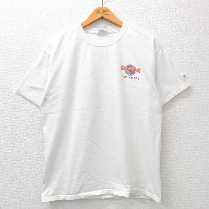 L/古着 半袖 ビンテージ Tシャツ メンズ 00s ハードロックカフェ ソルトレイクシティ コットン クルーネック 白 ホワイト 24feb20 中古｜furugiyarushout｜02