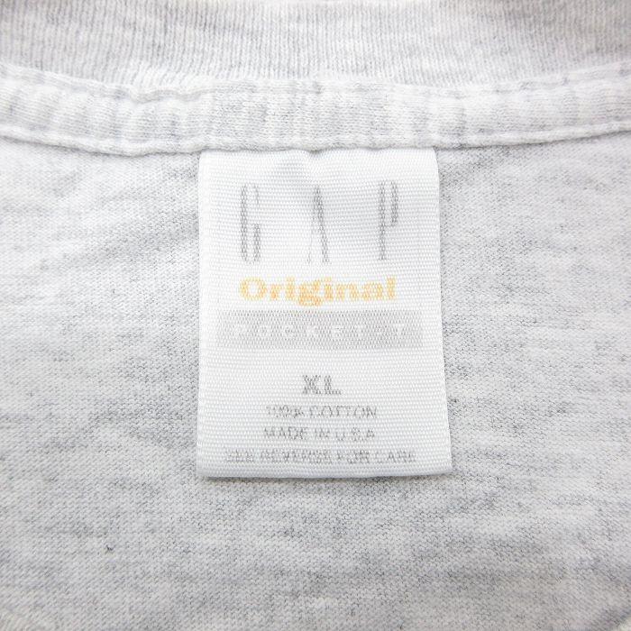 XL/古着 ギャップ GAP 半袖 ビンテージ Tシャツ メンズ 90s 無地 胸ポケット付き 大きいサイズ コットン クルーネック 薄グレー 霜降り 24m｜furugiyarushout｜02