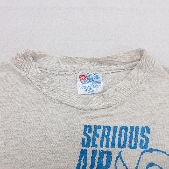 XL/古着 ヘインズ 半袖 ビンテージ Tシャツ メンズ 90s SERIOUS AIR 大きいサイズ クルーネック 薄グレー 霜降り spe 24may14 中古｜furugiyarushout｜08