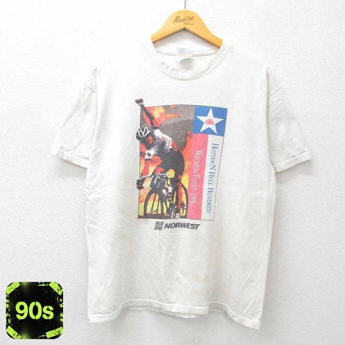 Hanes（ヘインズ） L/古着 半袖 ビンテージ Tシャツ メンズ 90s 自転車 