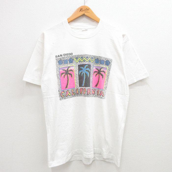 L/古着 半袖 ビンテージ Tシャツ メンズ 90s カルフォルニア ヤシの木 