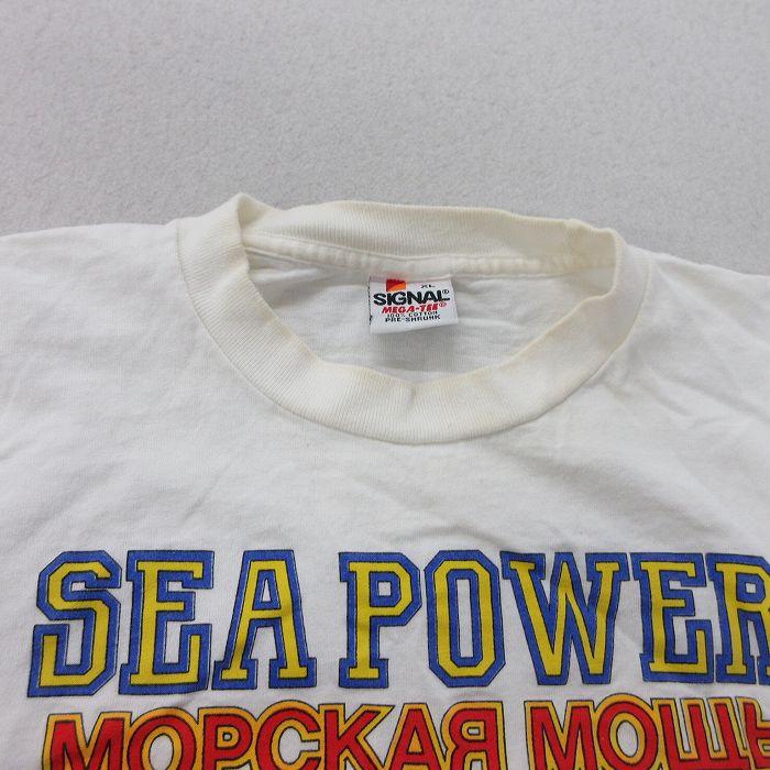 SEA XL/古着 半袖 ビンテージ Tシャツ メンズ 90s SEA POWER 星条旗