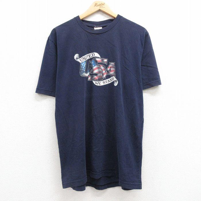 L/古着 半袖 ビンテージ Tシャツ メンズ 00s USAロゴ コットン クルー