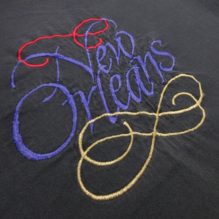 XL/古着 半袖 ビンテージ Tシャツ メンズ 80s ニューオーリンズ 刺繍 