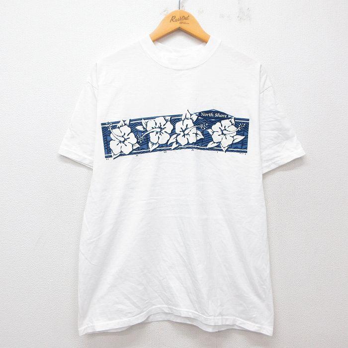 XL/古着 半袖 ビンテージ Tシャツ メンズ 00s ハイビスカス コットン