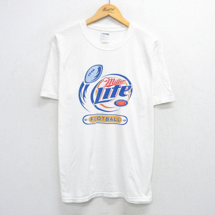 み*ん様 ビンテージ  ロゴ Tシャツ USA製 XL ホワイト 古着 V XL/古着 半袖 ビンテージ Tシャツ メンズ 00s ミラーライト ビール