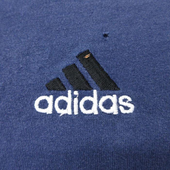 90sヴィンテージold adidas アディダスTシャツ M XL相当ネイビー 90's USA製 アディダス ロゴ ロンT ネイビー [adidas] ロングT