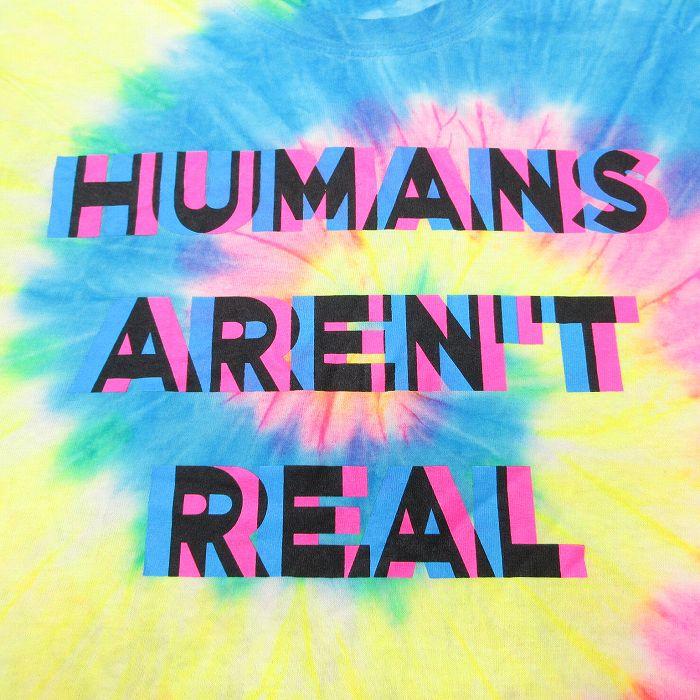 L/古着 半袖 ビンテージ Tシャツ メンズ 00s HUMANS ARENT REAL コットン クルーネック 黄他 イエロー タイダイ ...