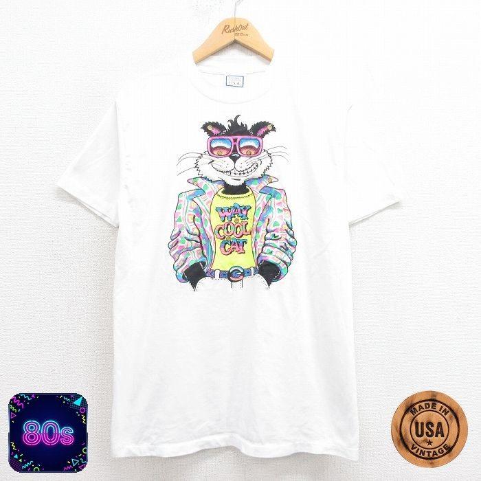 50%OFF】L/古着 半袖 ビンテージ Tシャツ メンズ 80s オオカミ クルー 