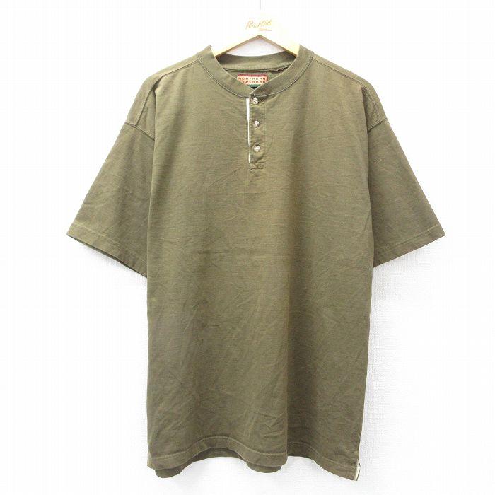 希少 00s DREAM THEATER ヴィンテージ ヘンリーネック バンT XL/古着 半袖 ビンテージ Tシャツ メンズ 00s 無地 ヘンリーネック 緑