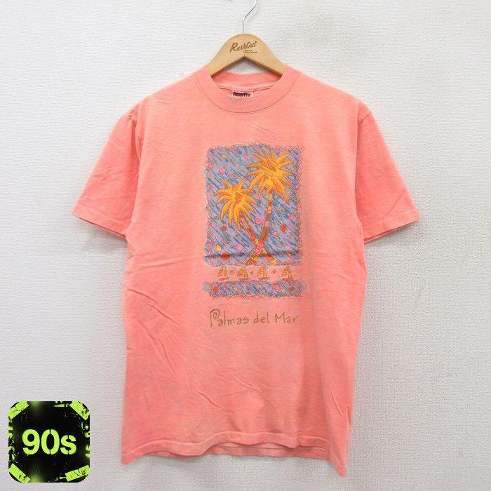 M/古着 オニータ ONEITA 半袖 ビンテージ Tシャツ メンズ 90s ヤシの木 