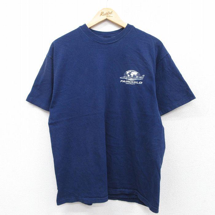 Hanes（ヘインズ） L/古着 半袖 ビンテージ Tシャツ メンズ 90s 飛行機