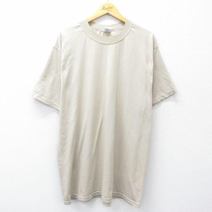 XL/古着 半袖 ビンテージ Tシャツ メンズ 80s 無地 ロング丈 クルー