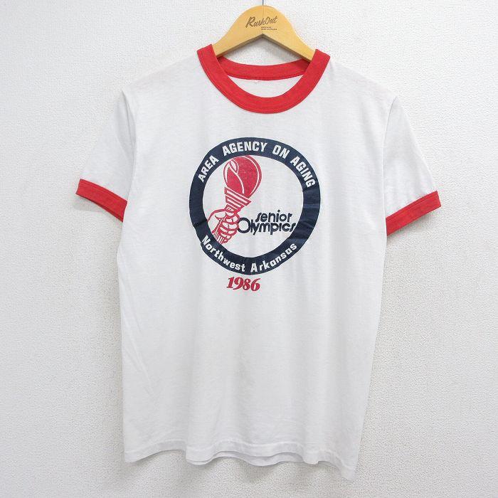 M/古着 半袖 ビンテージ Tシャツ メンズ 80年代 80s シニア