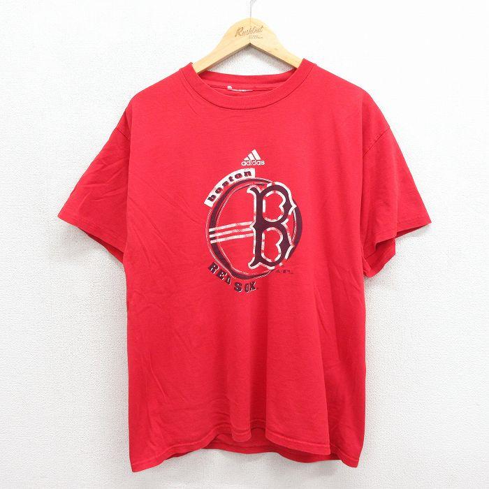 訳あり  アディダス 半袖シャツ Lサイズ レッド 2XO adidas（アディダス） XL/古着 半袖 ビンテージ Tシャツ メンズ 00年代