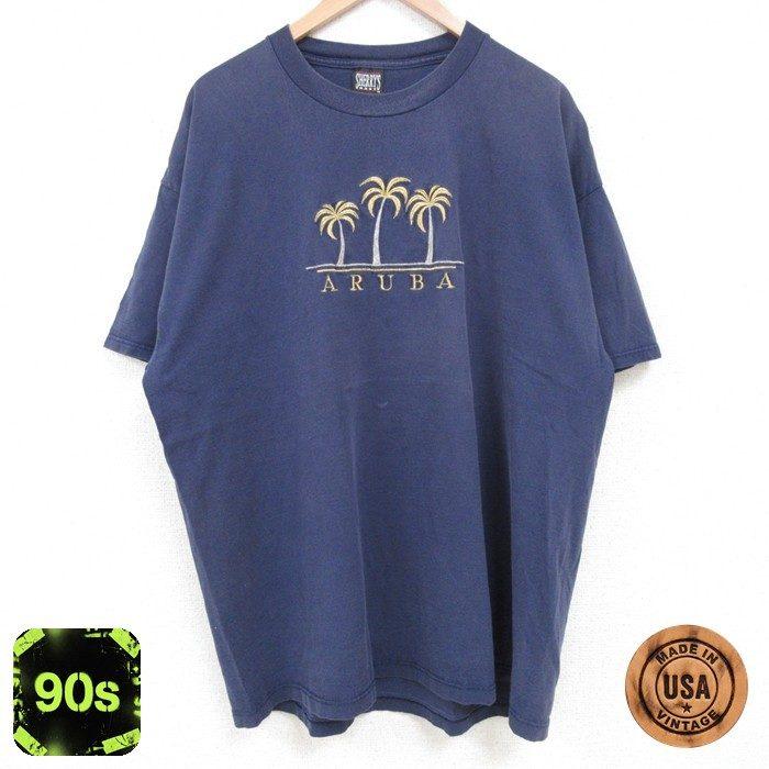 50%OFF】XL/古着 半袖 ビンテージ Tシャツ メンズ 90s ARUBA 刺繍 