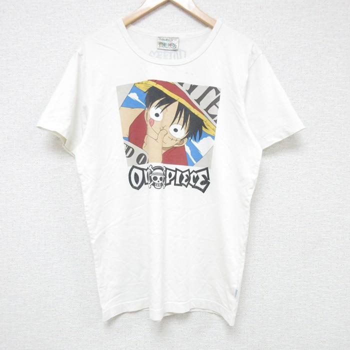 L/古着 半袖 Tシャツ メンズ アニメ ワンピース ルフィ クルーネック 