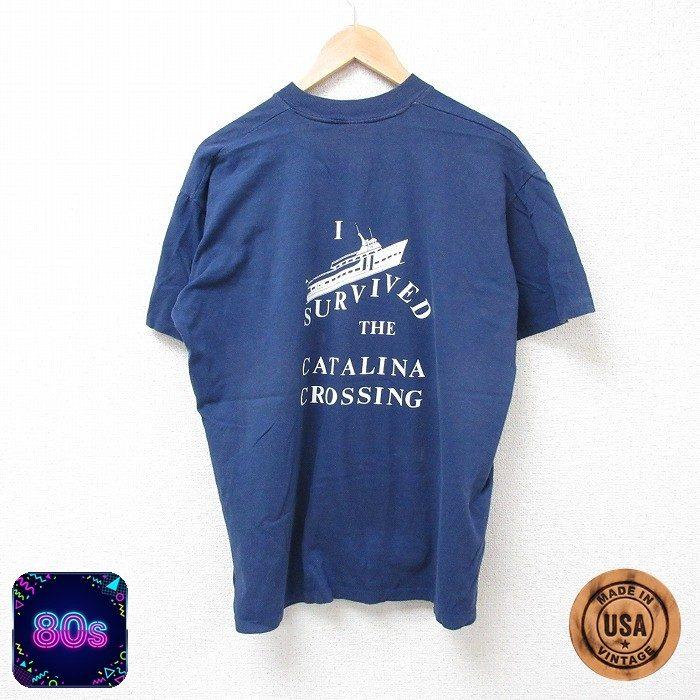XL/古着 半袖 ビンテージ Tシャツ メンズ 80s クルージング 胸ポケット 