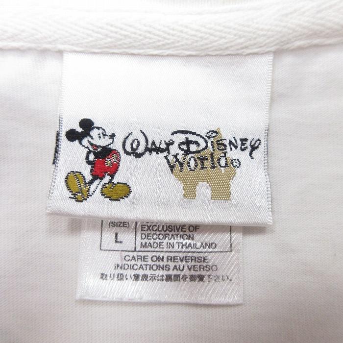 used ミッキー＆ミニー白Tシャツ ホワイト ディズニーヴィンテージ 夏物古着 Disney（ディズニー） L/古着 半袖 ビンテージ Tシャツ メンズ 00年代