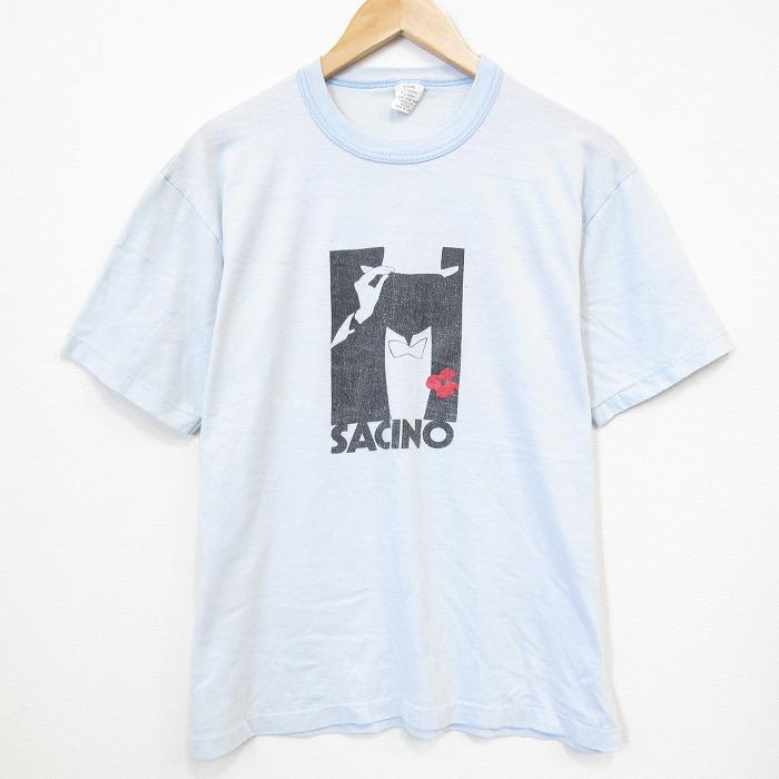 L/古着 半袖 ビンテージ Tシャツ メンズ 80年代 80s SACINO クルー