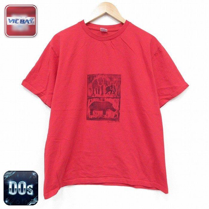 L/古着 半袖 ビンテージ Tシャツ メンズ 00年代 00s イノシシ ゾウ